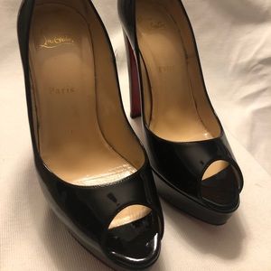 Christian Louboutin Lady Peep Patent Red Sole Pump